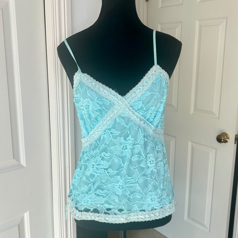 Panitti Aquamarine Lace Tank Top Size L
